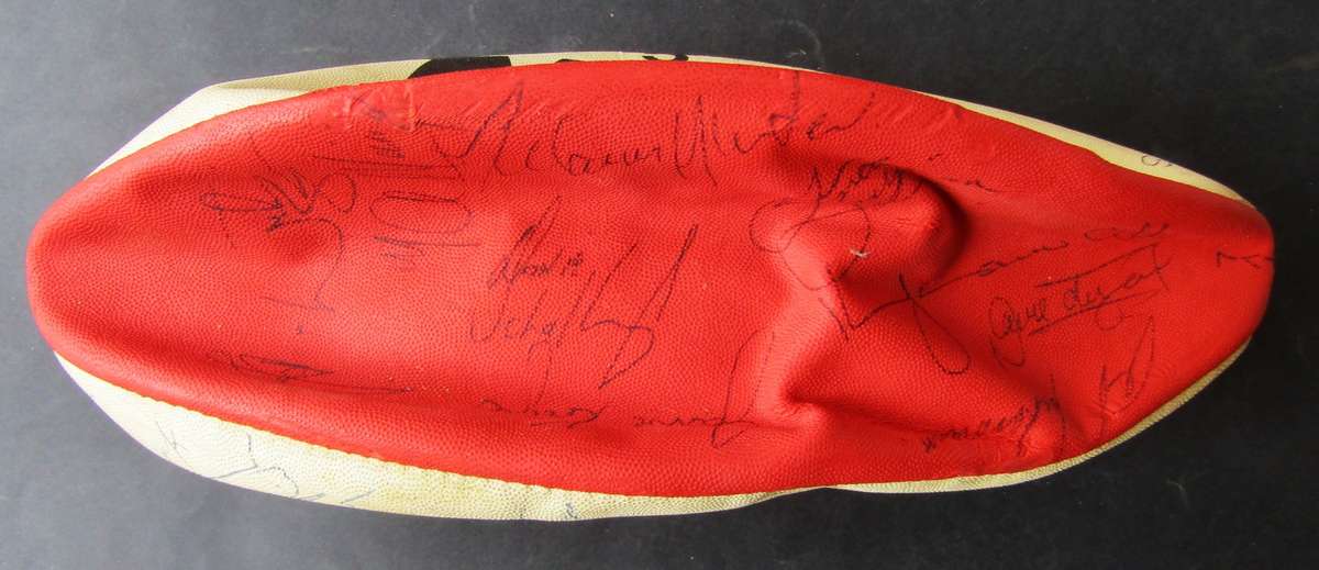 Old SARFU Mitre Rugby Ball with Many Signatures