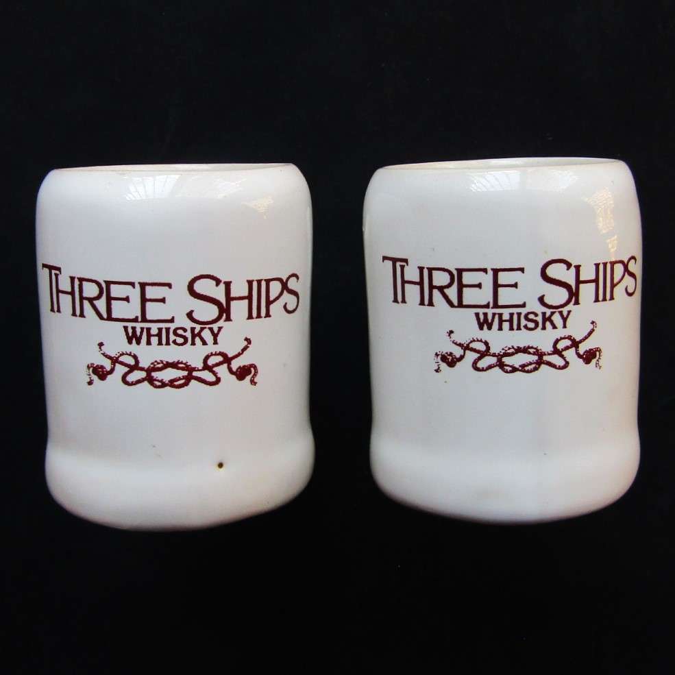 2 Old Three Ships Whisky Tot Measures