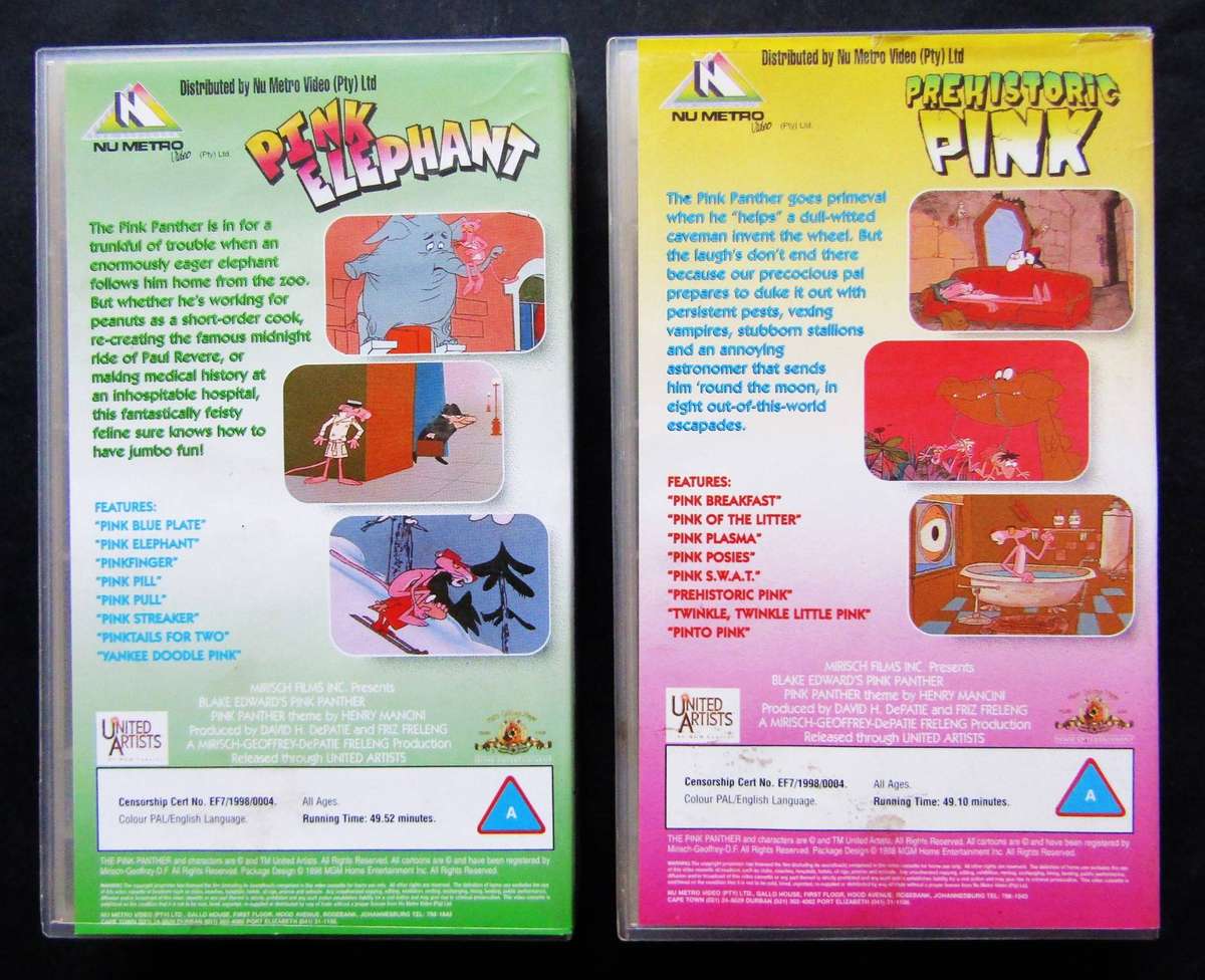 The Pink Panther - Cartoon TV Series VHS Tapes (1998)