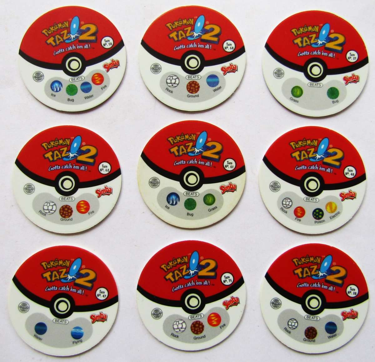 Lot of 9 Pokemon Tazo 2 Slammers by Simba