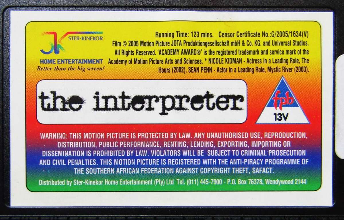 The Interpreter - Nicole Kidman - Movie VHS Tape (2005)