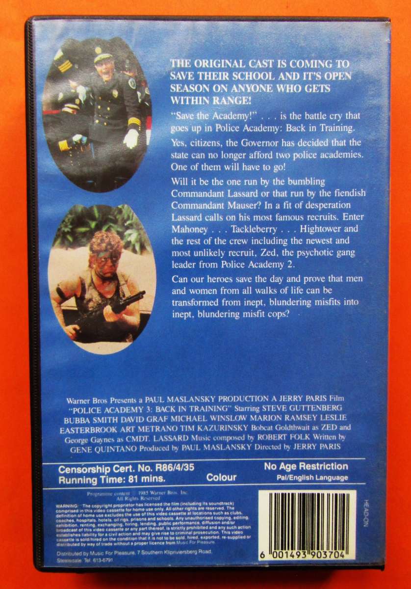 Police Academy 3 - Movie VHS Tape (1985)