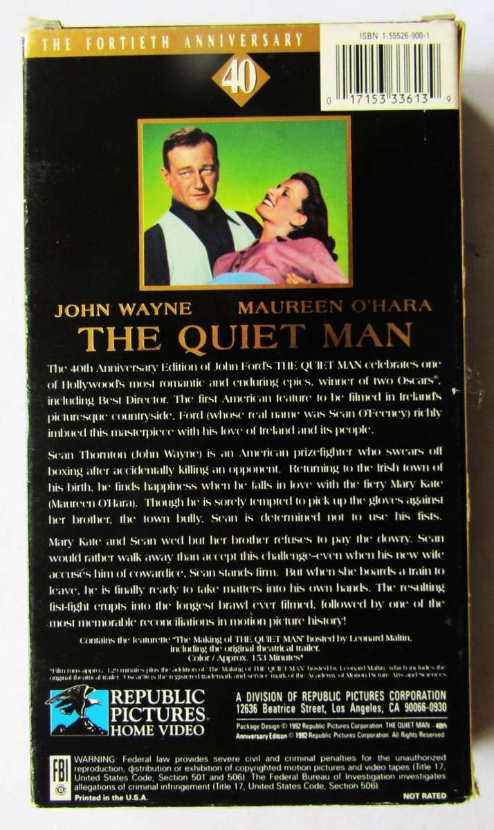 The Quiet Man - John Wayne - Movie VHS Tape (1992)
