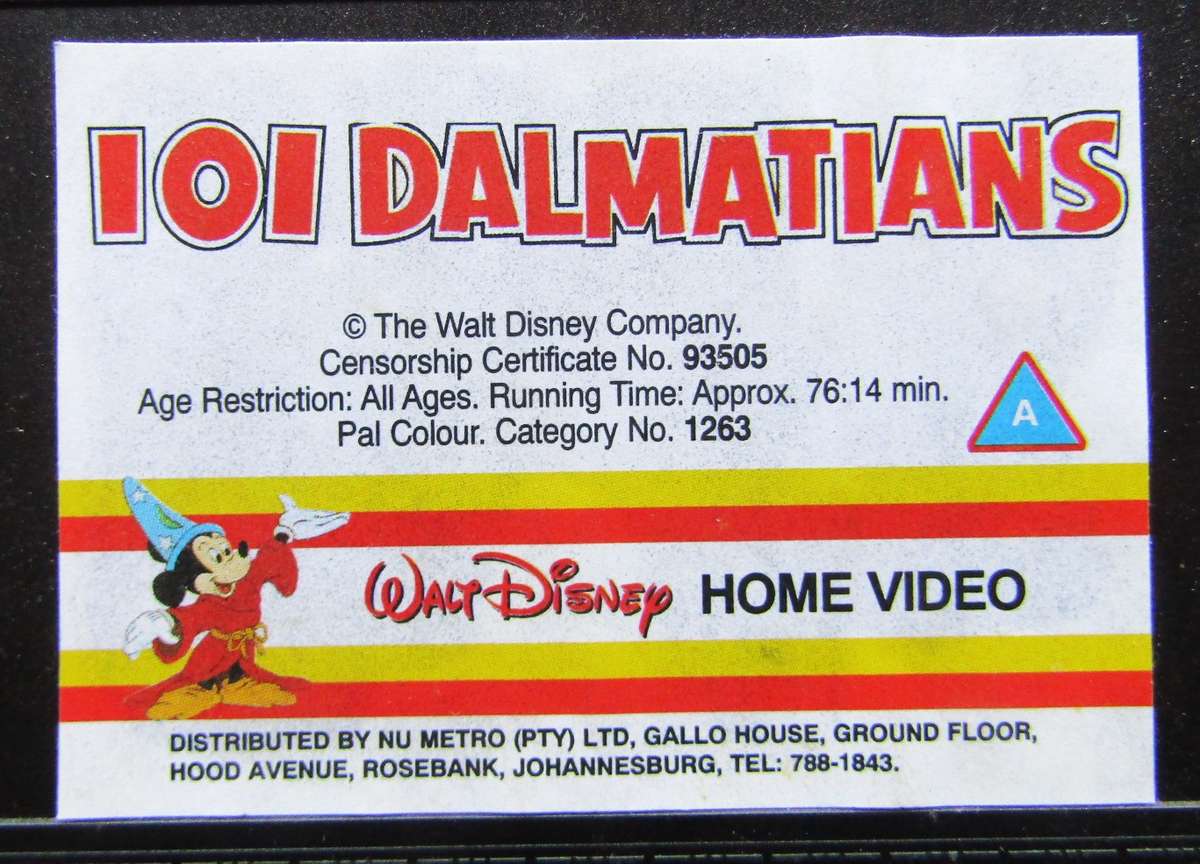 101 Dalmatians - Walt Disney VHS Tape
