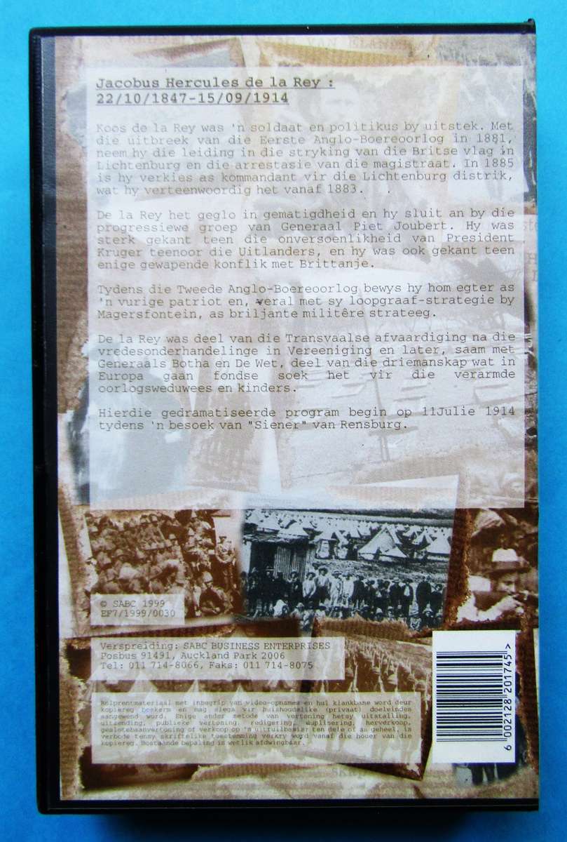 Koos de la Rey - Boer War VHS Video Tape (1999)