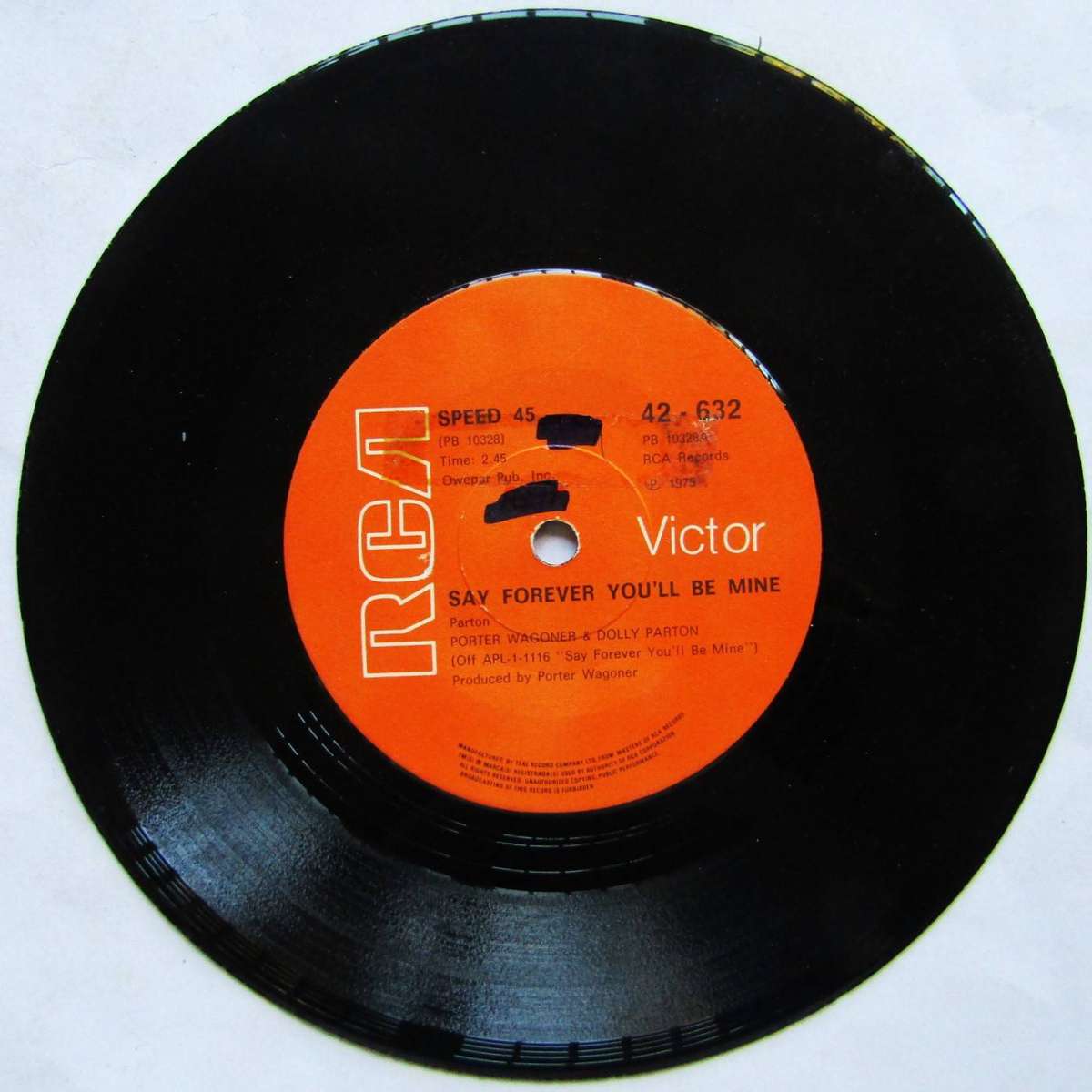 Porter Wagoner & Dolly Parton - Vinyl 7 Single Record (1975)