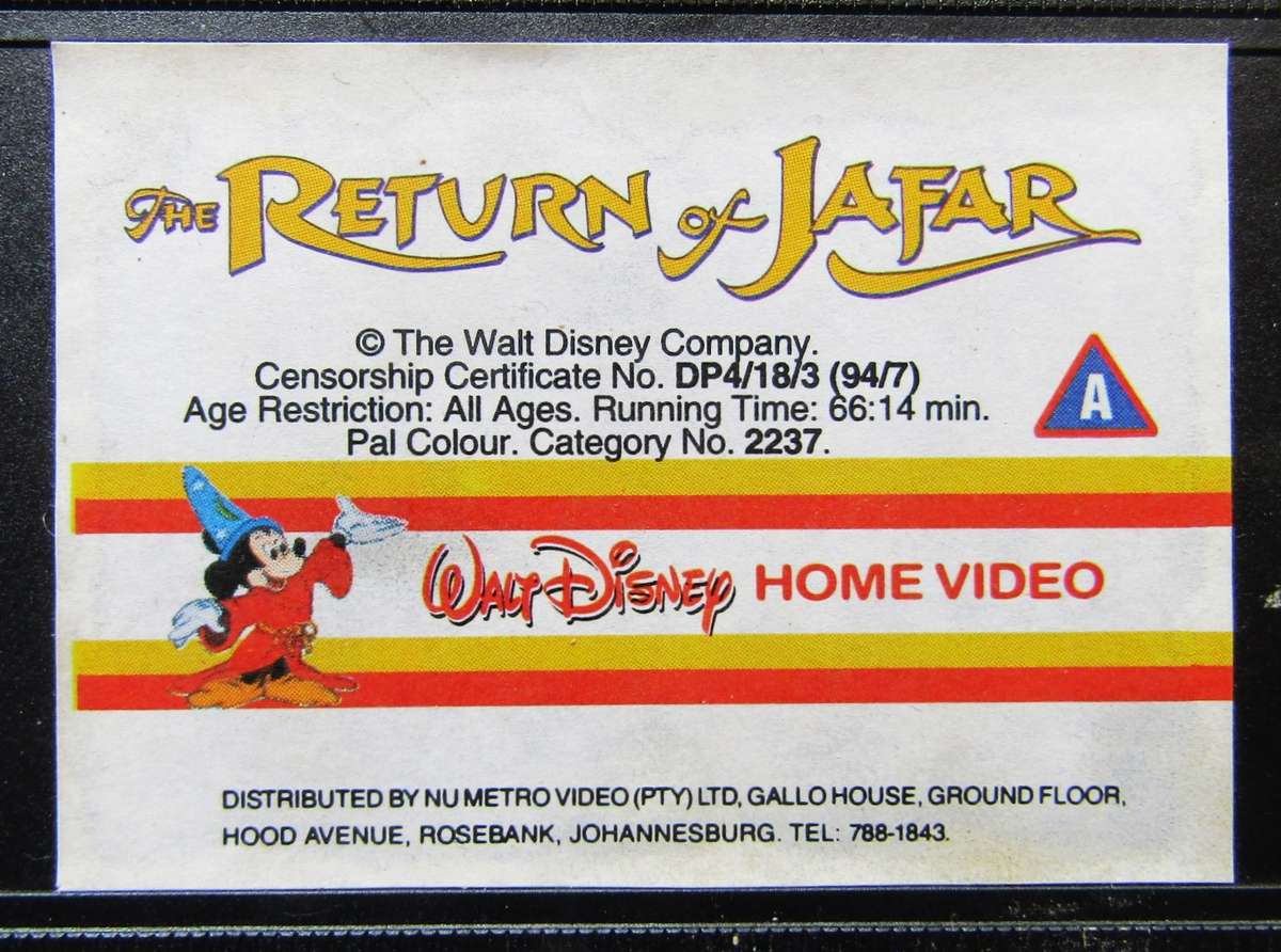 The Return of Jafar - Walt Disney VHS Tape (1994)
