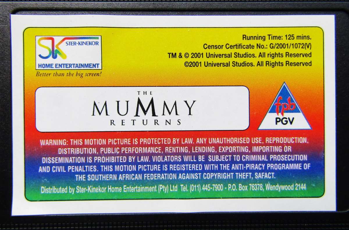 The Mummy Returns - Brendan Fraser - Movie VHS Tape (2001)