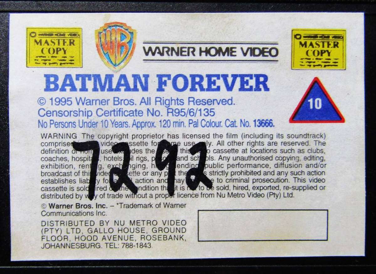 Batman Forever - Val Kilmer - Movie VHS Tape (1995)