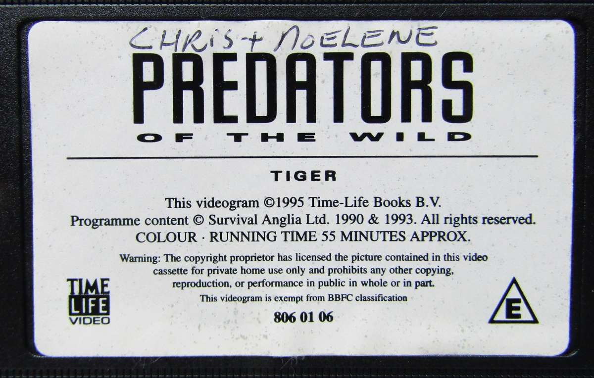 Tiger - Predators of the Wild - VHS Video Tape (1995)