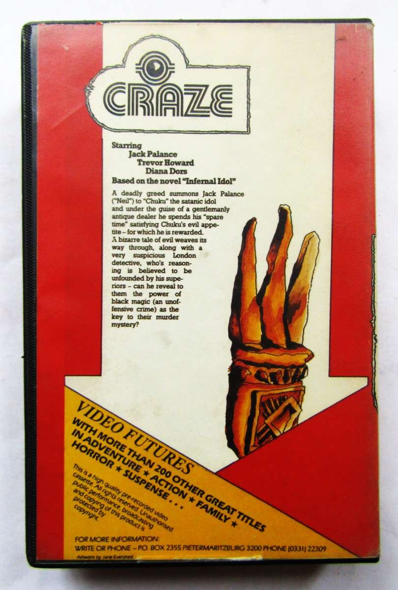 Craze - Jack Palance - Horror Movie VHS Tape (1981)