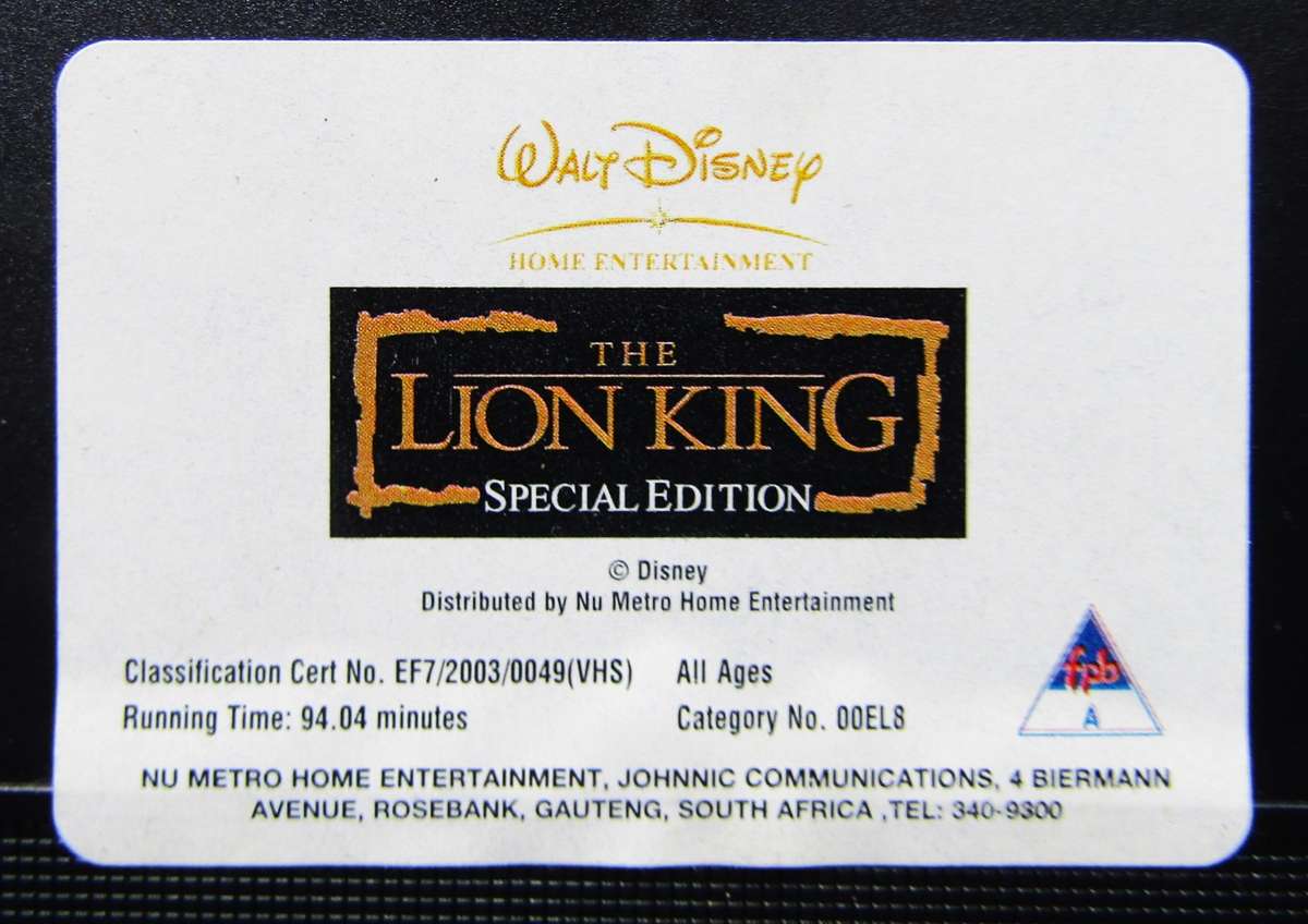 The Lion King - Special Edition - Disney VHS Tape (2003)