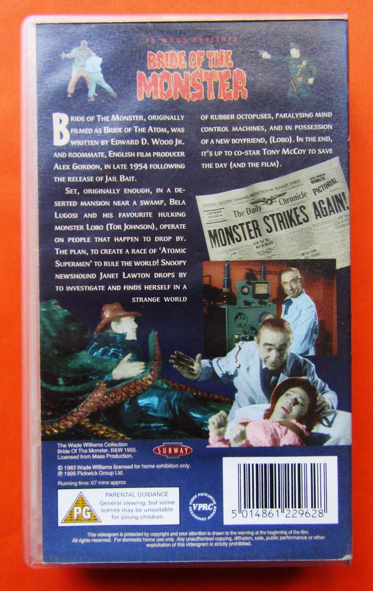 Bride of the Monster - Horror Movie VHS Tape (1995)