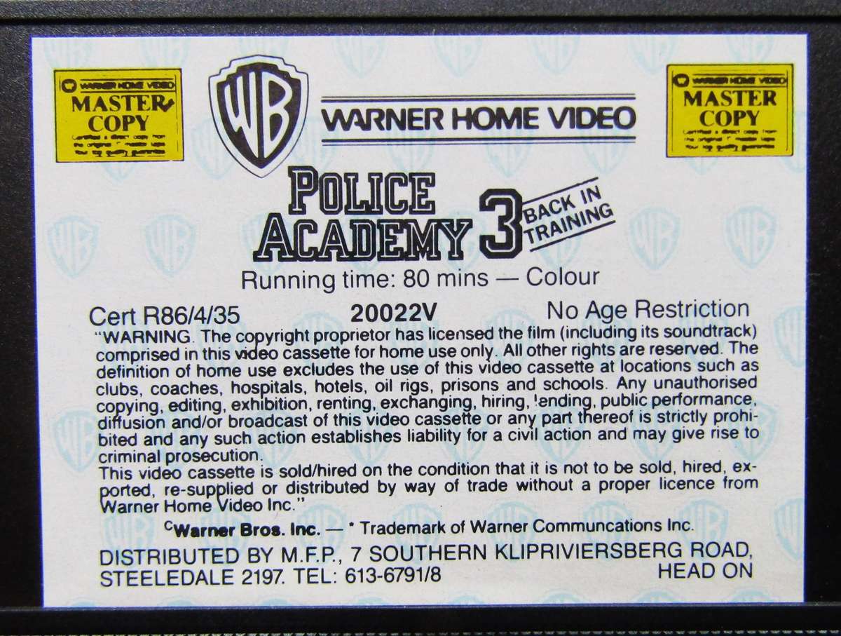 Police Academy 3 - Movie VHS Tape (1985)