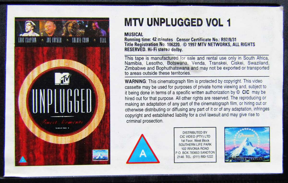 MTV Unplugged Volume 1 - VHS Video Tape (1997)