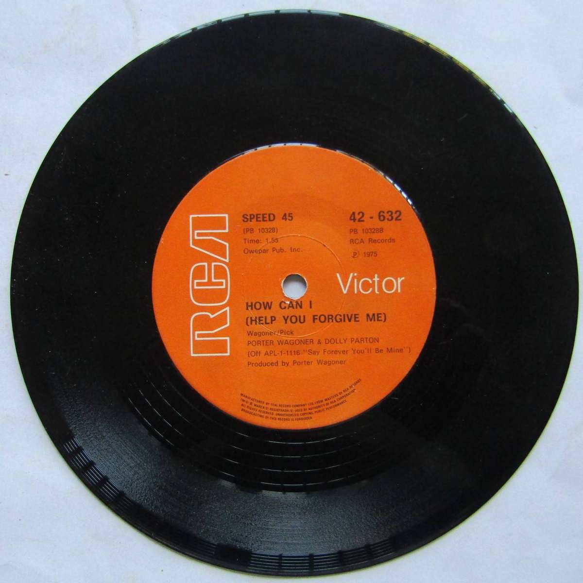 Porter Wagoner & Dolly Parton - Vinyl 7 Single Record (1975)