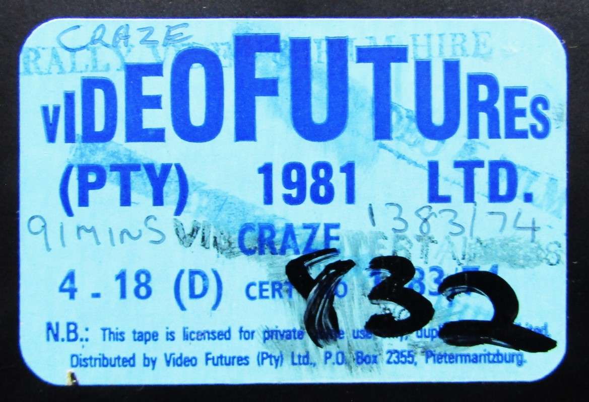 Craze - Jack Palance - Horror Movie VHS Tape (1981)