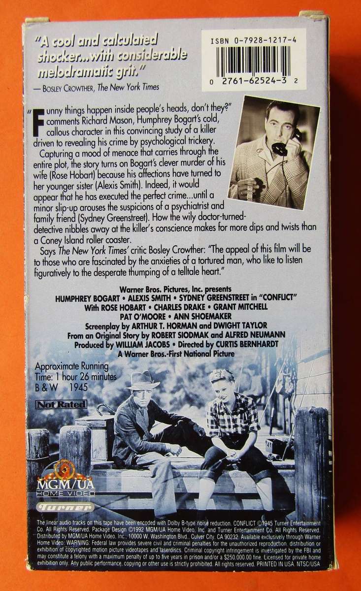 Conflict - Humphrey Bogart - Movie VHS Tape (1992)