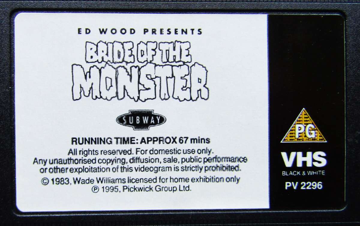 Bride of the Monster - Horror Movie VHS Tape (1995)