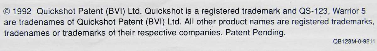 Quickshot Warrior 5 PC Joystick from 1992