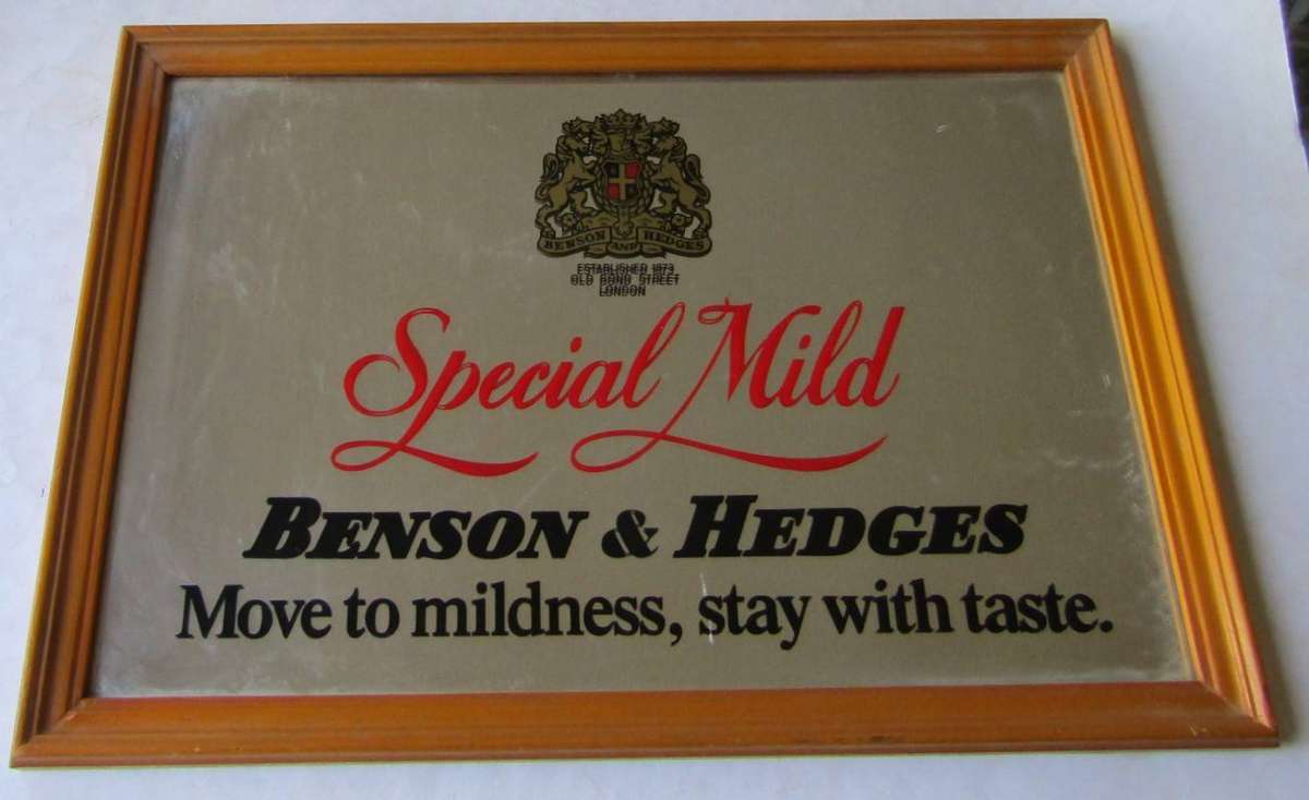 Old Benson & Hedges Advertising Bar Mirror