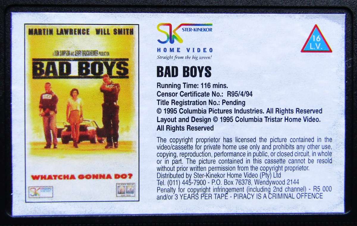 Bad Boys - Will Smith - Movie VHS Tape (1995)