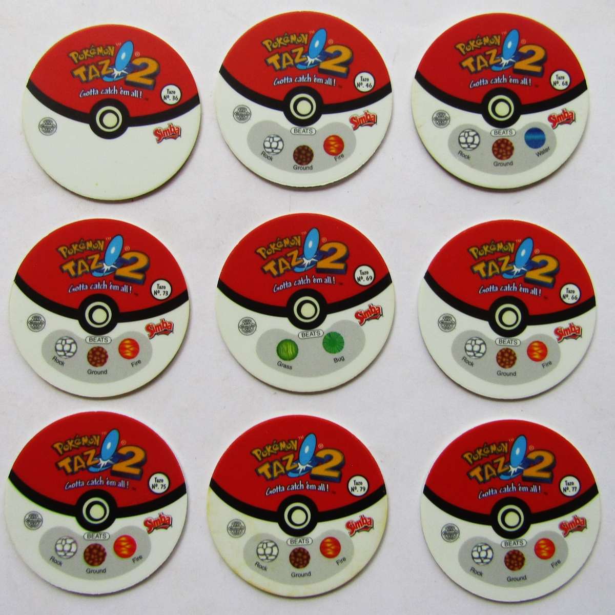 Lot of 9 Pokemon Tazo 2 Slammers by Simba