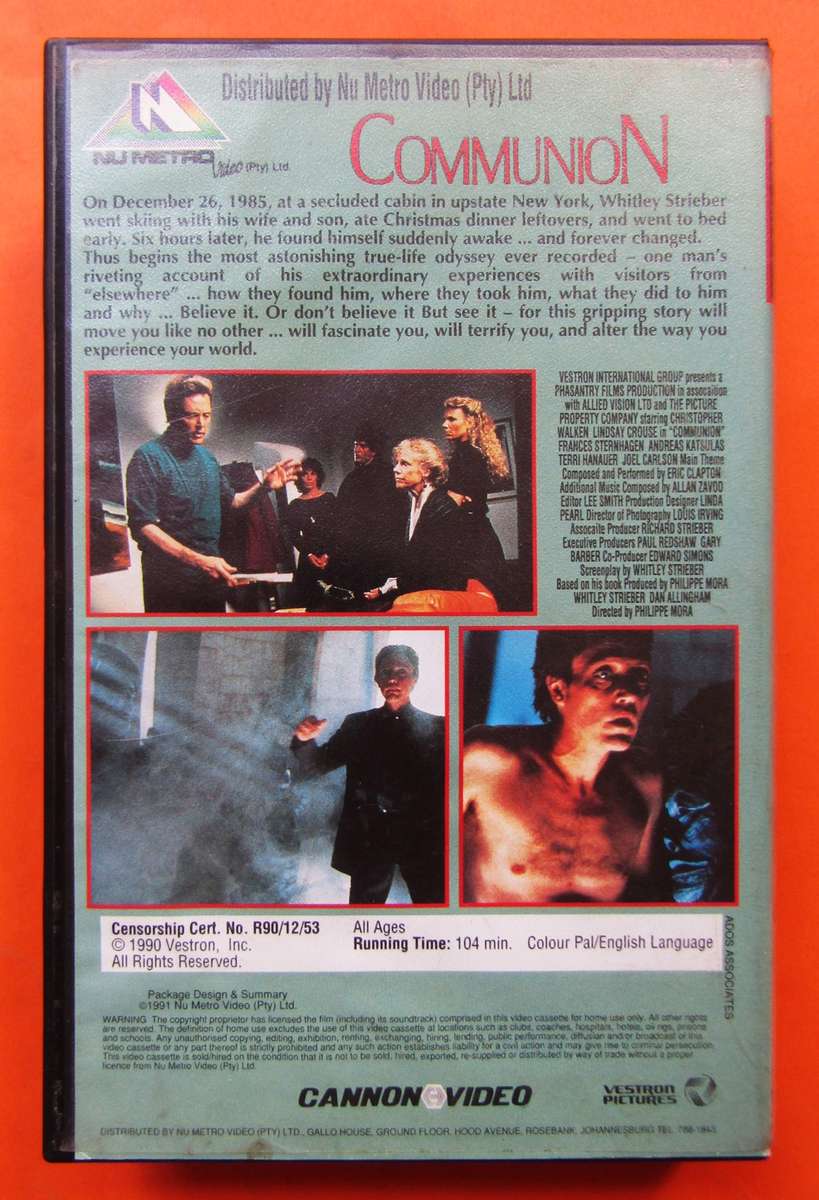 Communion - Christopher Walken - Horror Movie VHS Tape (1991)