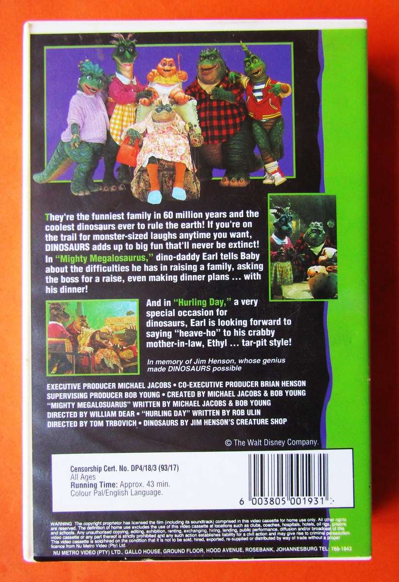Dinosaurs - Volume 1 - Disney TV Series VHS Tape (1993)