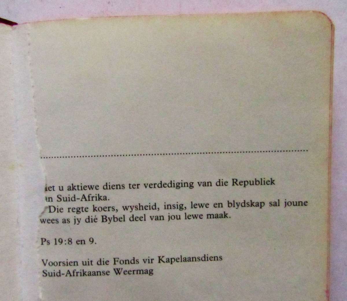 1989 SADF Afrikaans Pocket Bible