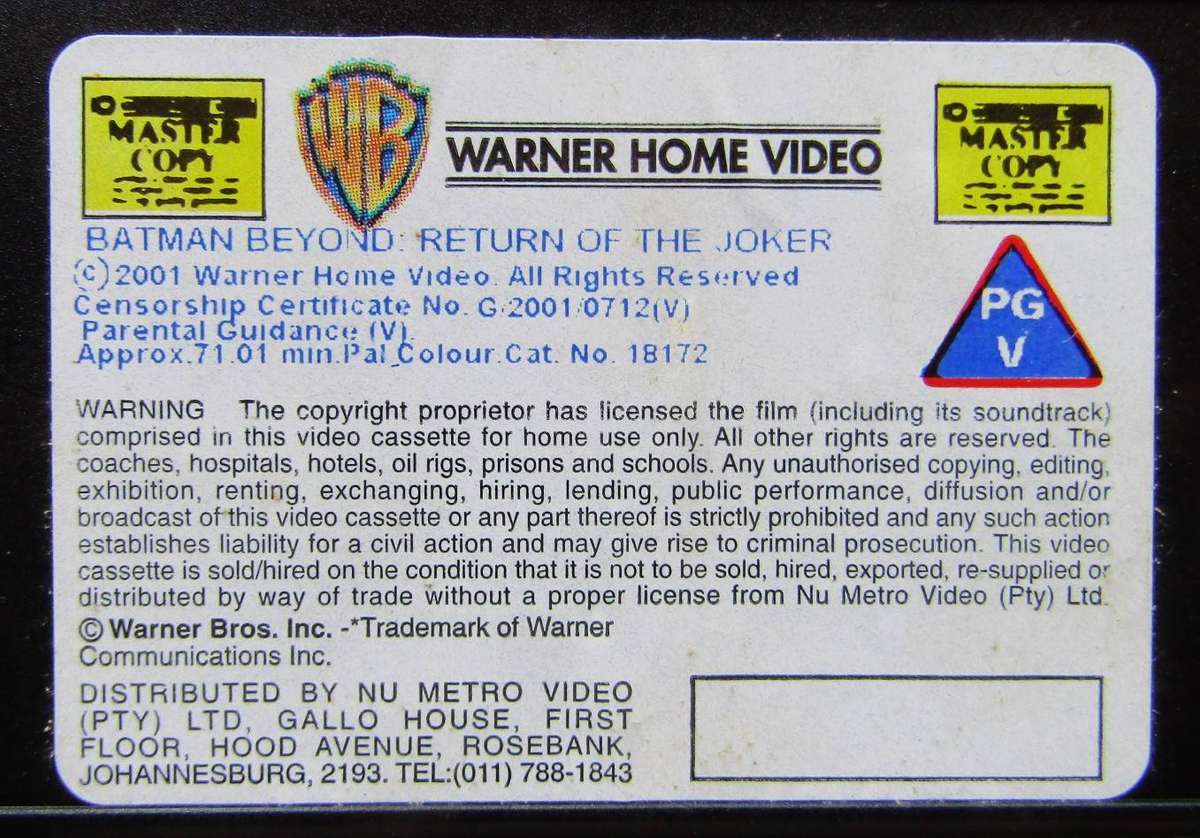 Batman Beyond - Return of the Joker - Movie VHS Tape (2001)
