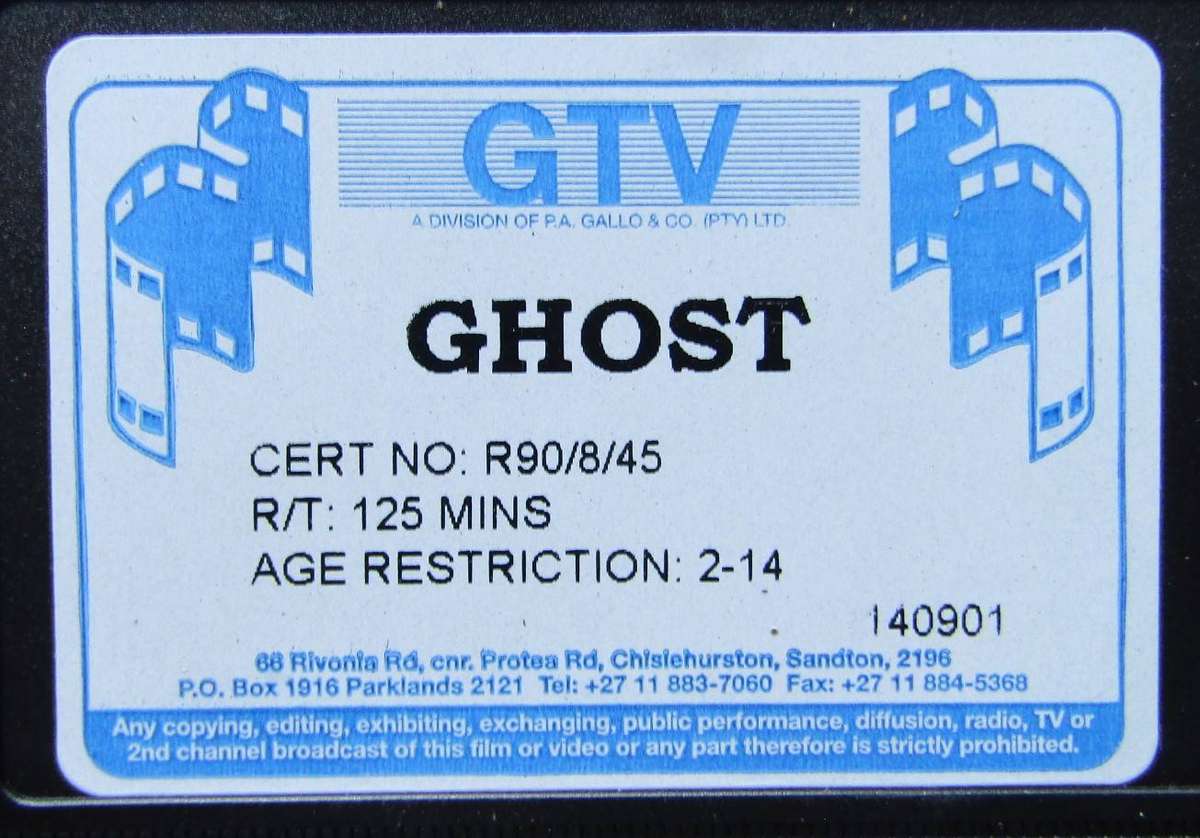 Ghost - Patrick Swayze - Movie VHS Tape (1990)