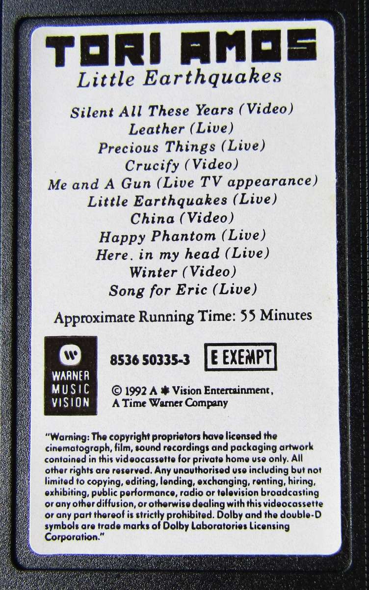 Tori Amos - Little Earthquakes - VHS Video Tape (1992)