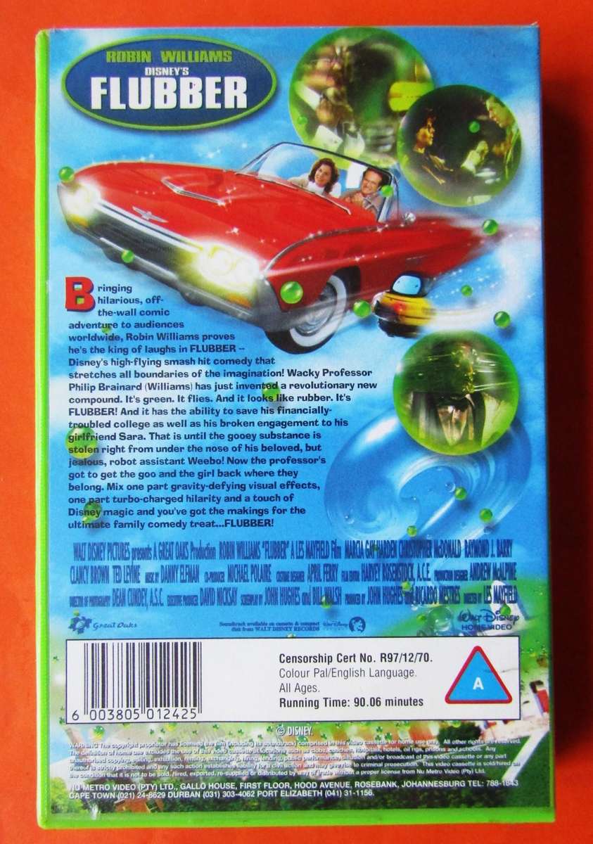 Flubber - Robin Williams - Disney Movie VHS Tape (1997)