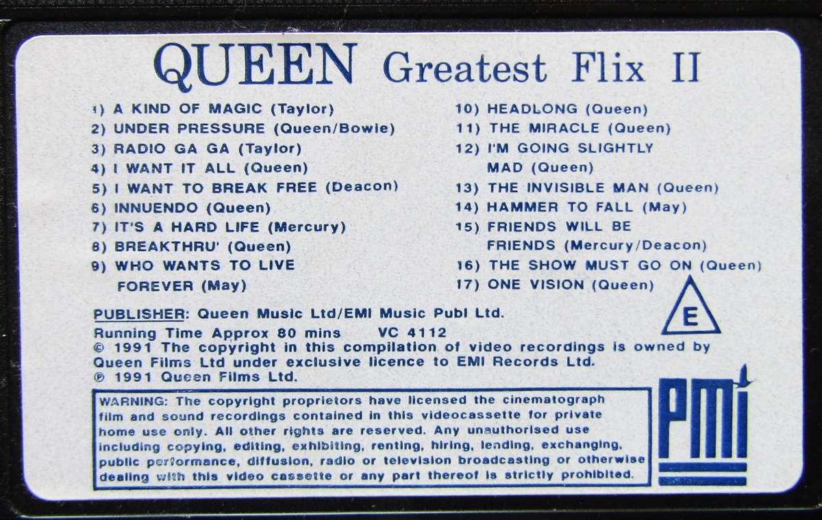 Queen - Greatest Flix II - VHS Video Tape (1991)