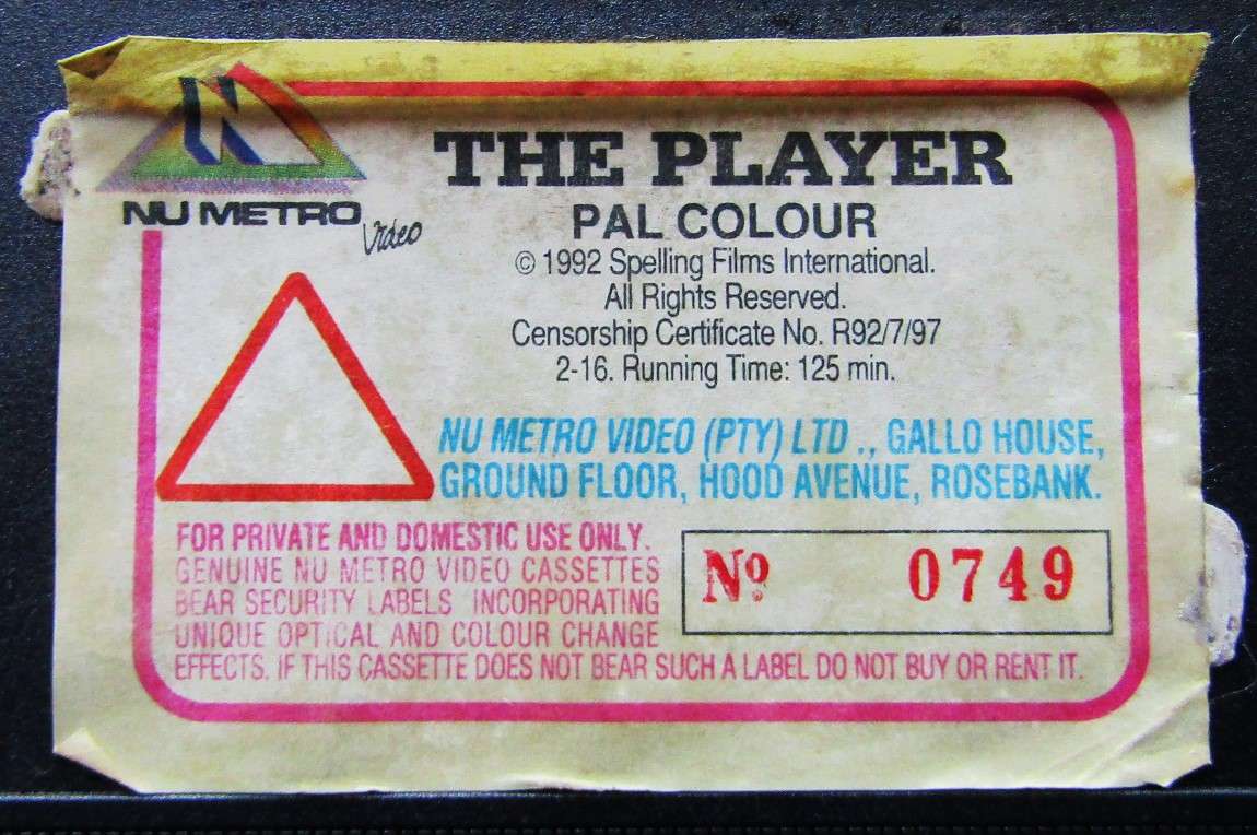 The Player - Tim Robbins - Dark Comedy Movie VHS Tape (1993)