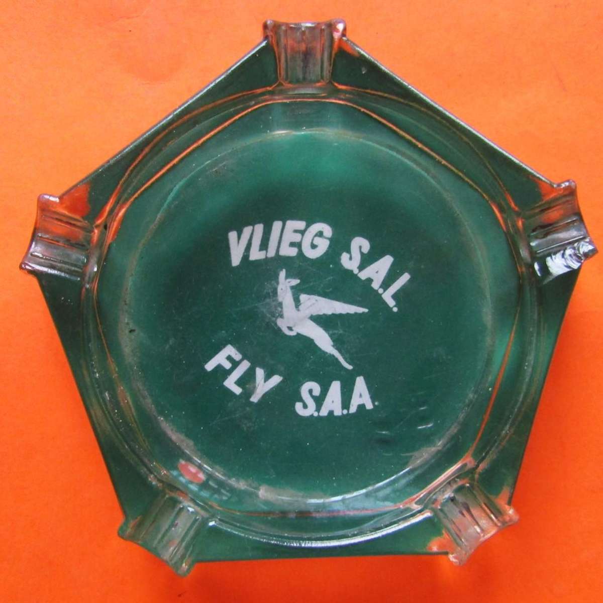 Old SAA Airways Flying Springbok Glass Ashtray