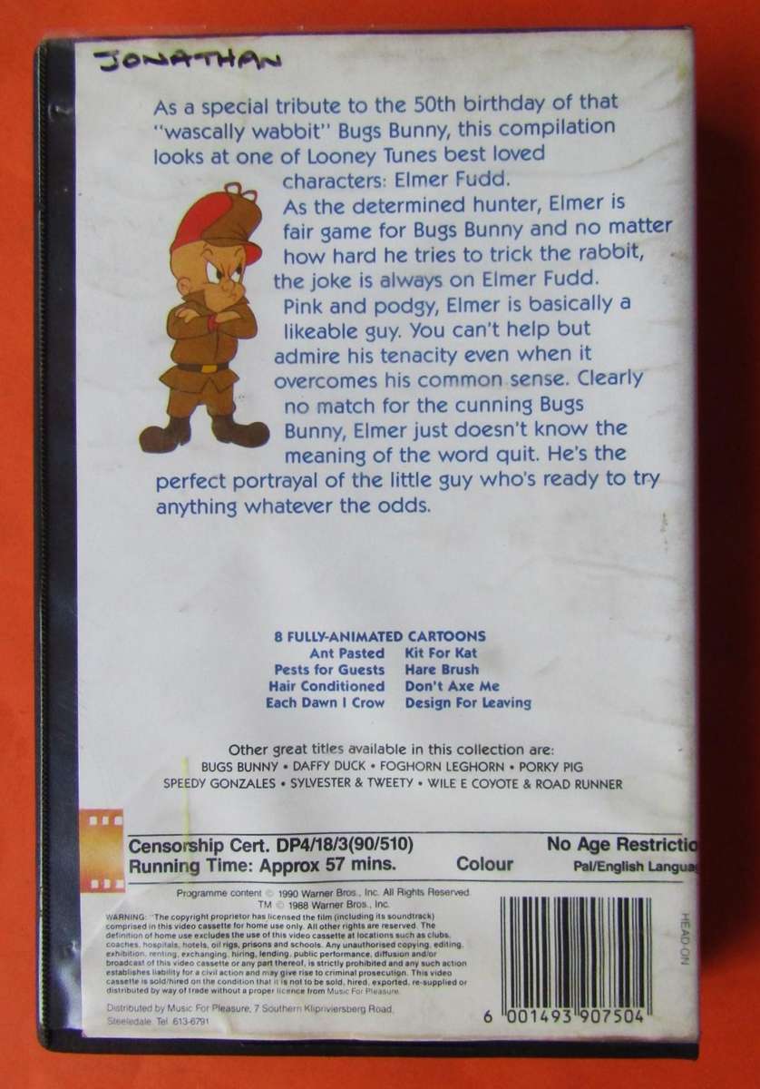 Elmer Fudd - Looney Tunes - Cartoon VHS Tape (1990)