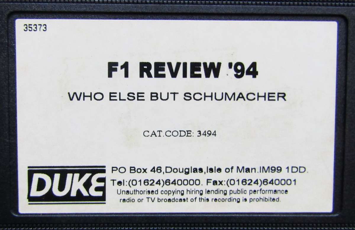 1994 Formula 1 Season Review - VHS Video Tape