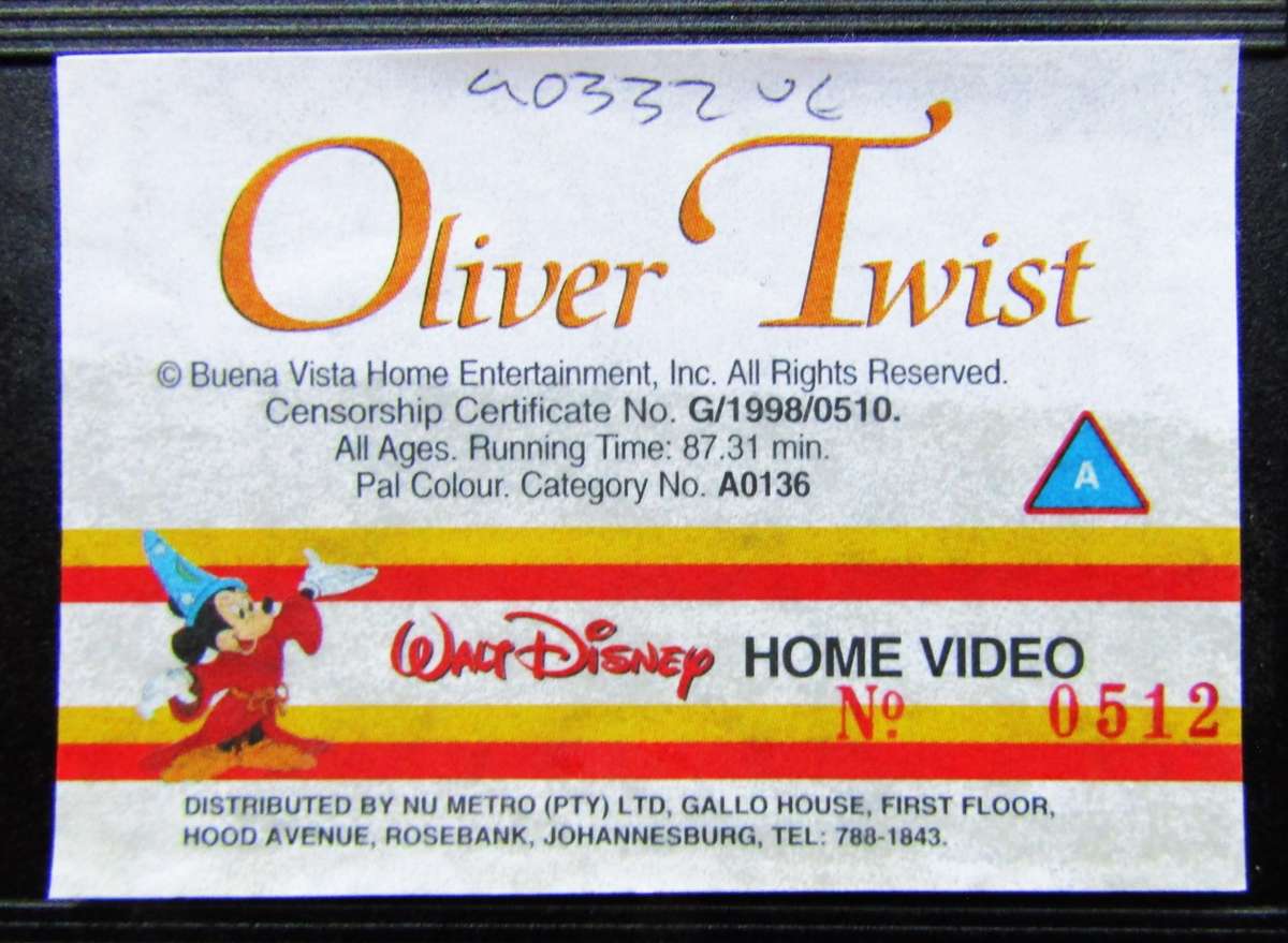 Oliver Twist - Walt Disney - Movie VHS Tape (1998)