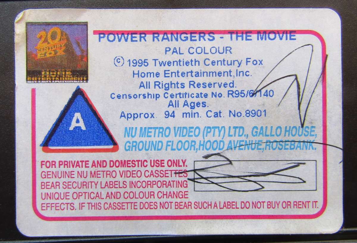 Power Rangers - The Movie - VHS Tape (1995)
