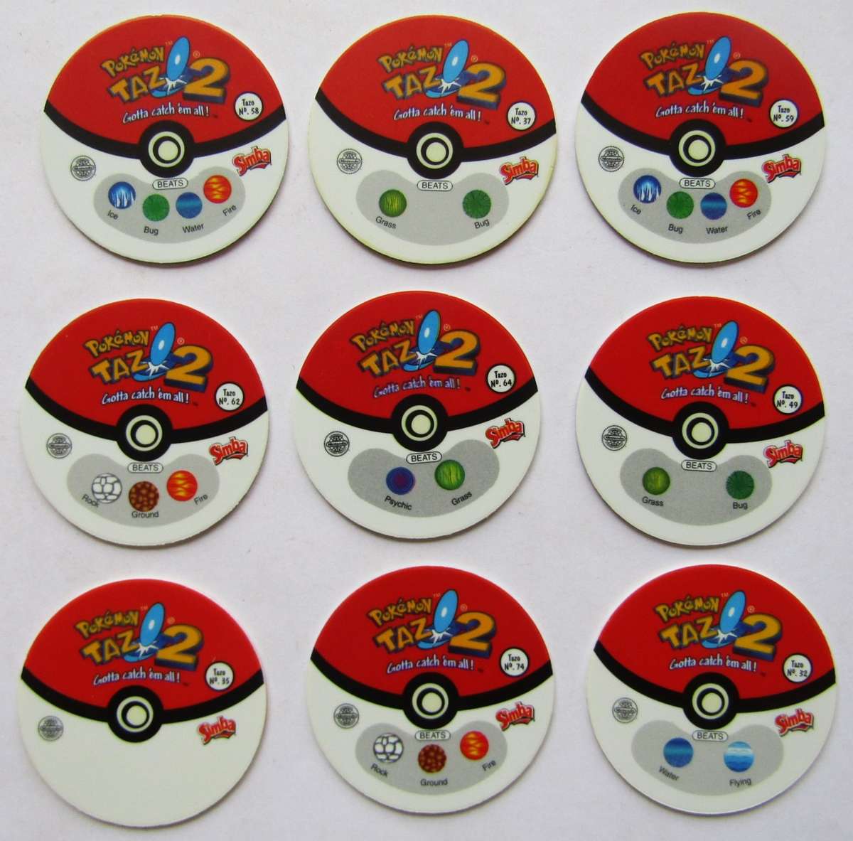 Lot of 9 Pokemon Tazo 2 Slammers by Simba