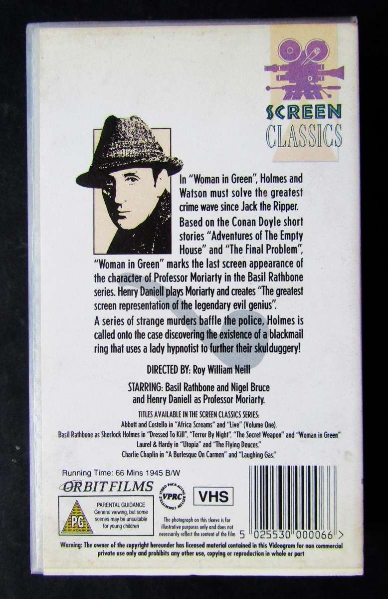 Sherlock Holmes - The Woman in Green - Horror Movie VHS Tape
