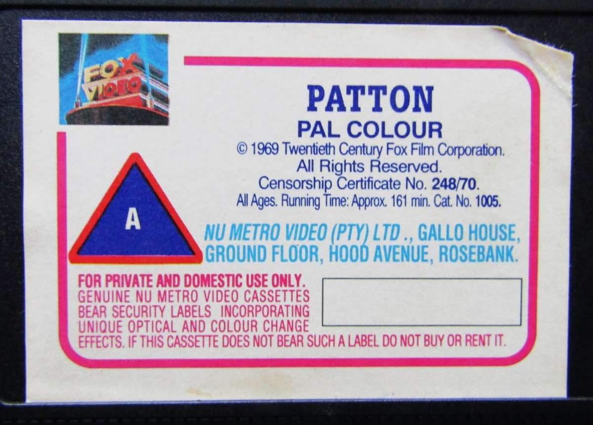 Patton - War Movie VHS Tape (1995)