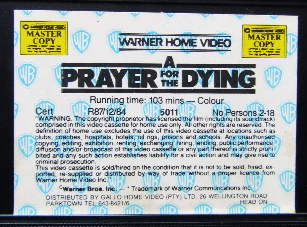 A Prayer for the Dying - Mickey Rourke - Movie VHS Tape (1988)