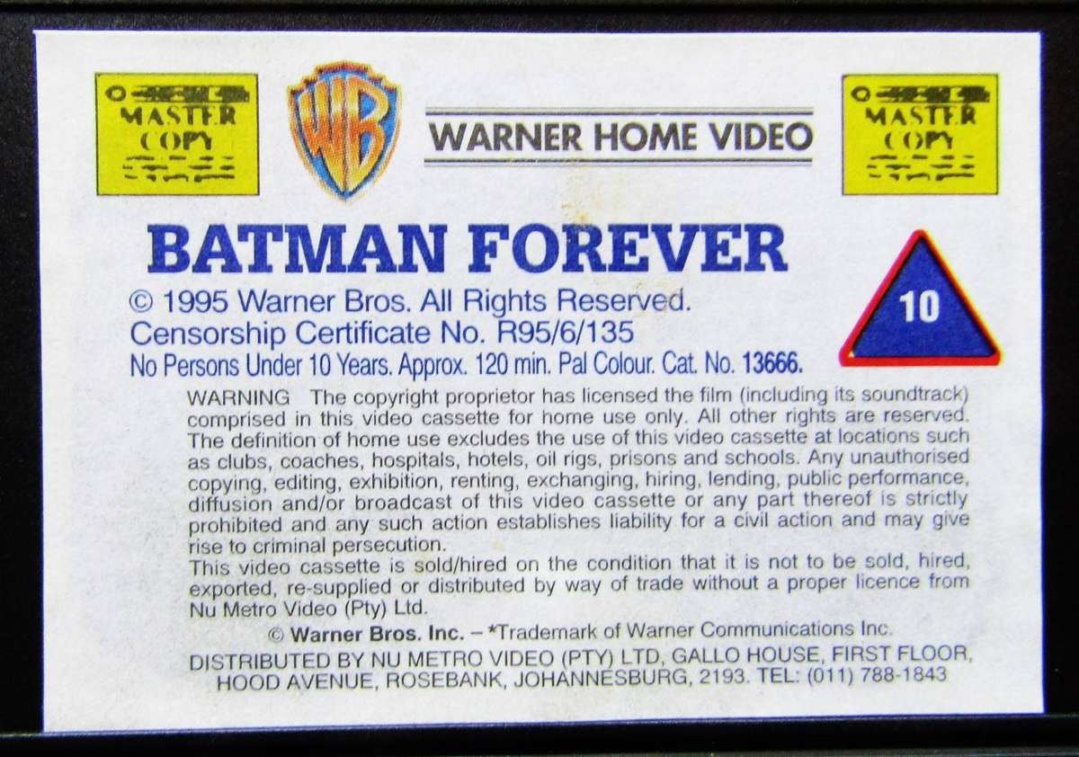 Batman Forever - Val Kilmer - Movie VHS Tape (1995)