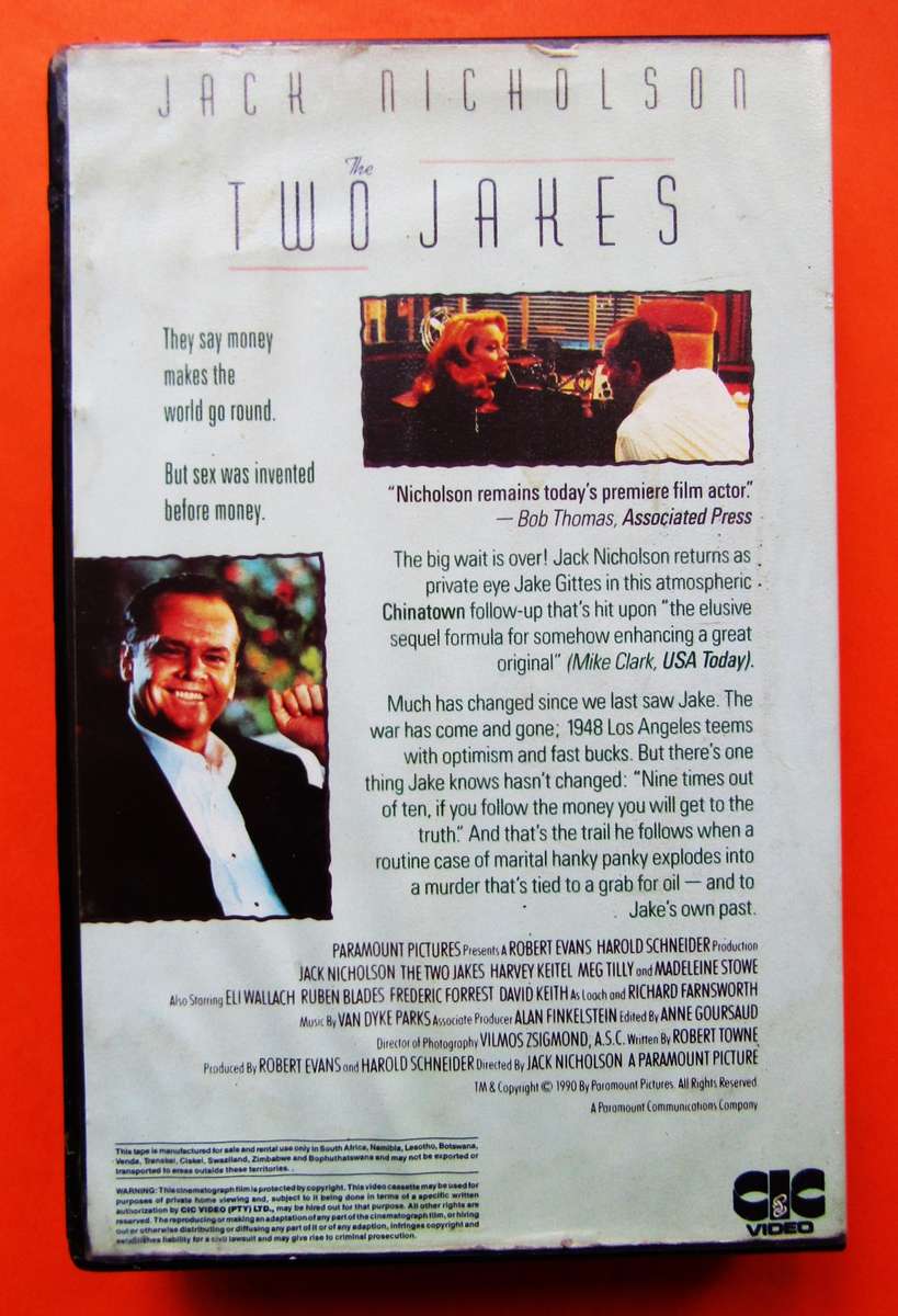 The Two Jakes - Jack Nicholson - Movie VHS Tape (1990)