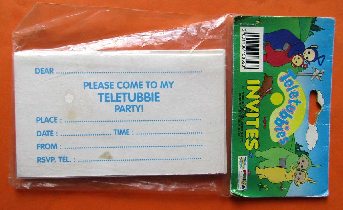 Unused Teletubbies Party Invites from 1996