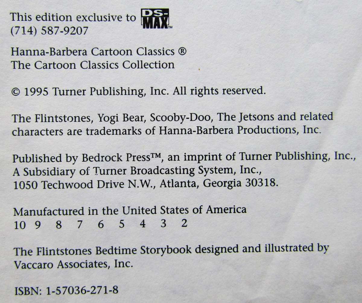 1995 Hanna Barbera Cartoon Classics Book - Flintstones, Yogi Bear, Scooby-Doo, Jetsons