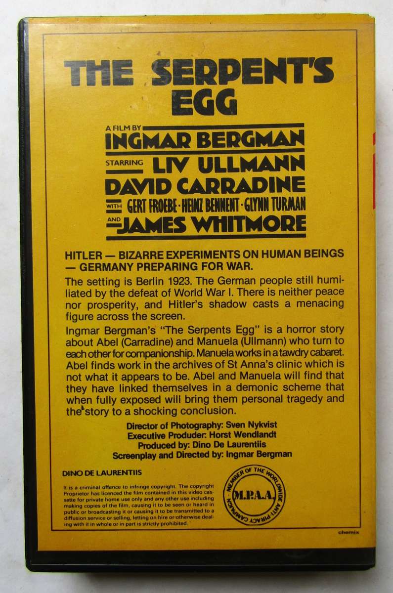 The Serpent's Egg - Movie VHS Tape (1980)